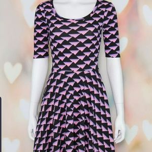 Rare LULAROE Pink and Black Nicole Triangle dress